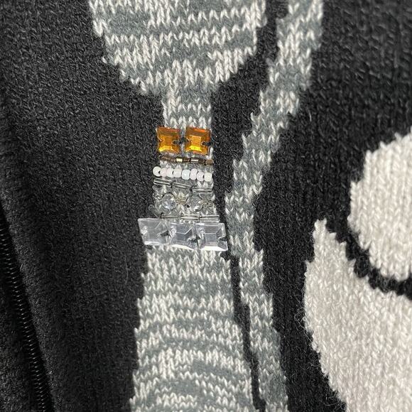 VTG Allison Daley Beaded Cat Sweater Size PL Black Full Zip Cardigan Fun Classic - Picture 9 of 16